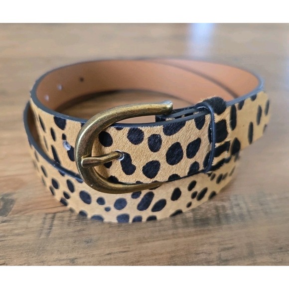 Loklik Accessories - LOKLIK GENUINE LEATHER Women's S Faux Fur Leopard Cheetah 1" Belt Animalprint